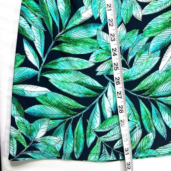 Tommy Hilfiger Green Scoop Neck Tropical Leaf Print Summer Dress, 8 - Picture 7 of 9
